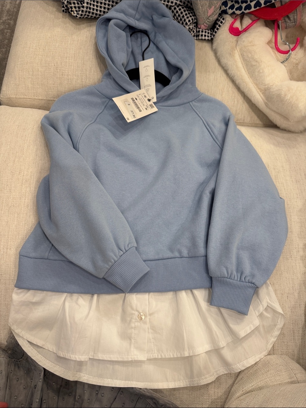 Zara Pale Blue Hooded Pullover with Attached Tags